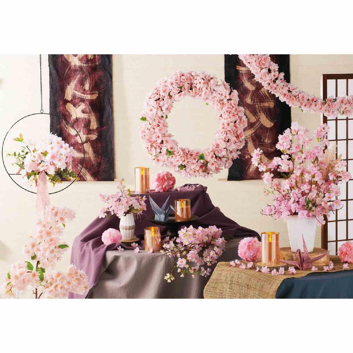 Amazon | 桜リース 直径48cm 1個 【 造花 春の玄関ドア飾り さくら