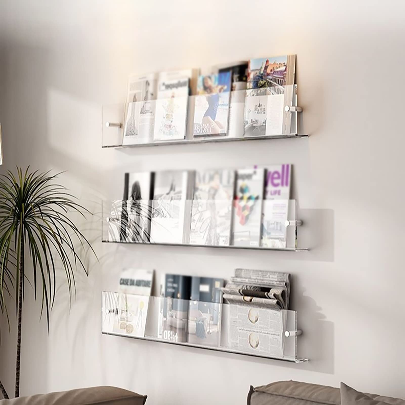 Amazon｜IXOAKQ 単層アクリルマガジンホルダー/情報ラック、壁掛け本棚