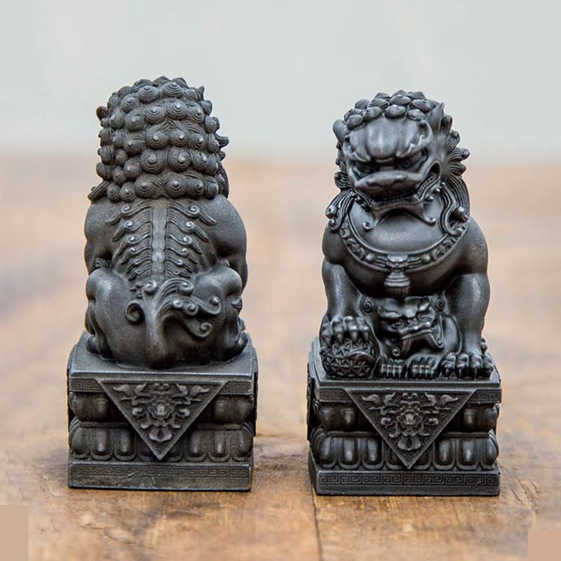 Amazon.co.jp: シーサーの置物 ミニ かわいい 8.3cm（2体セット）合成