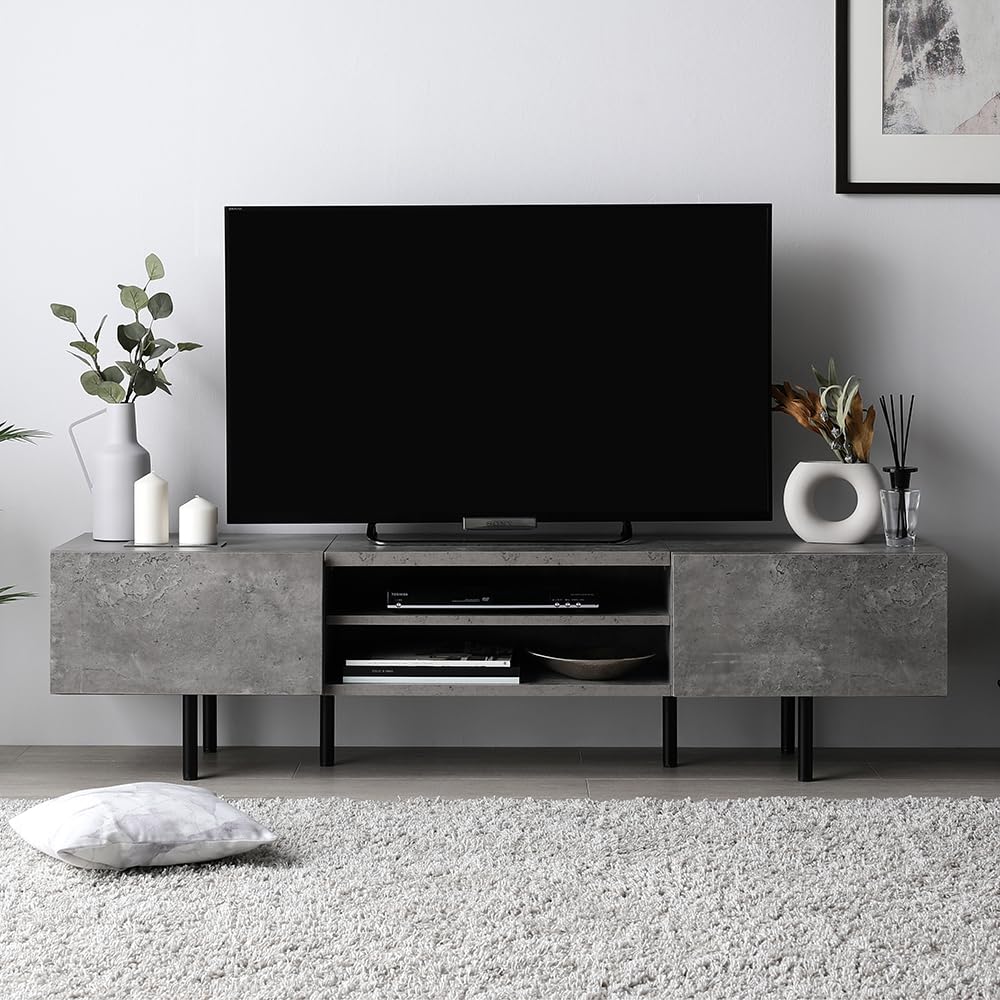 Amazon｜RASIK テレビ台 55型 対応 150cm幅 ストーングレー ローボード