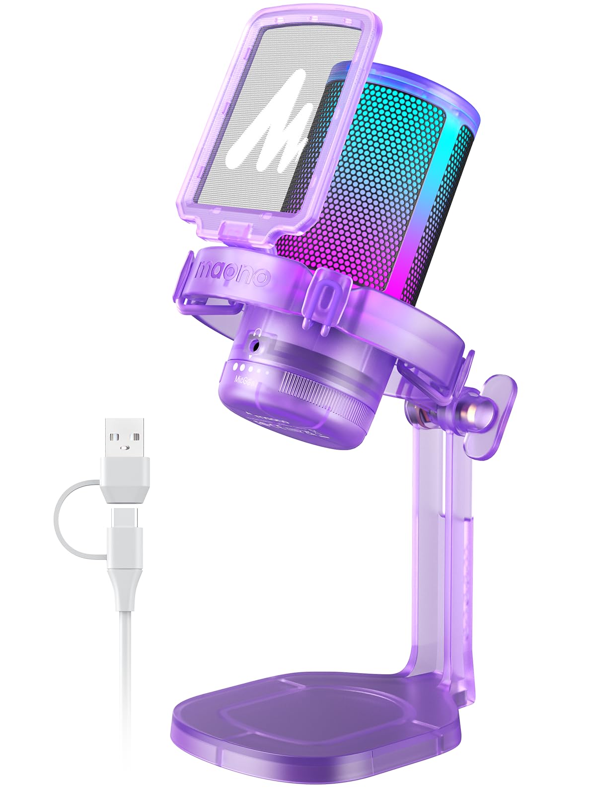 Amazon.com: MAONO Gaming Microphone with Noise Cancellation, PC