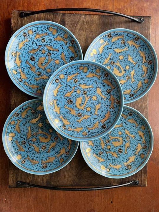 D0104）希少 人間国宝 加藤卓男 青釉胡姫文 陶板額 額装 D0104）希少