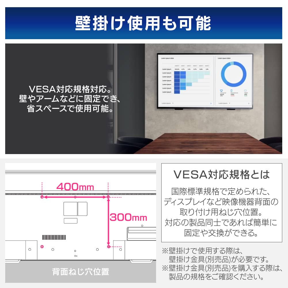 Amazon.co.jp: アイリスオーヤマ モニター 65インチ 4K VAパネル