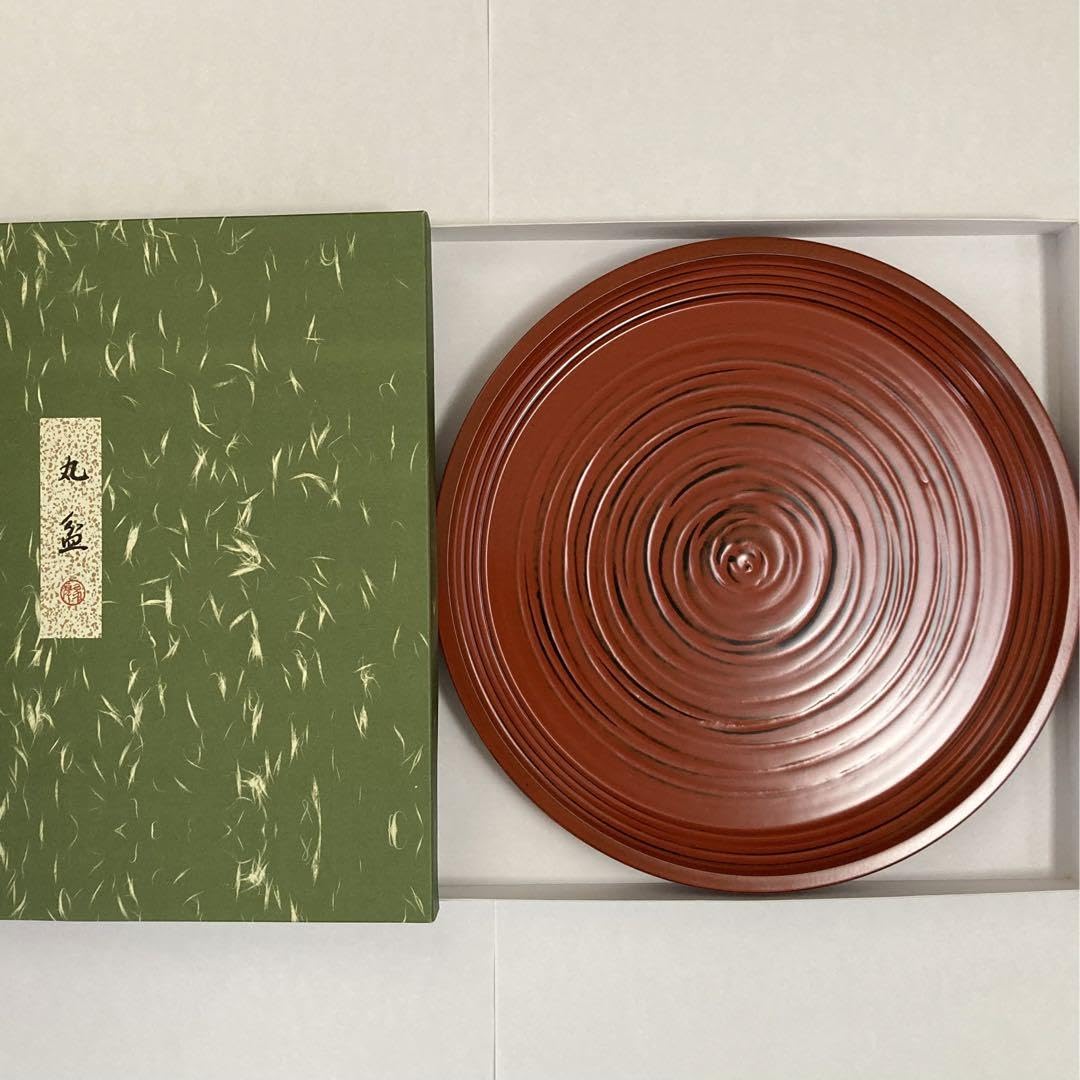 Amazon.co.jp: 象彦の丸盆 (根来塗 漆器 ロクロ目 朱塗り 丸盆 大