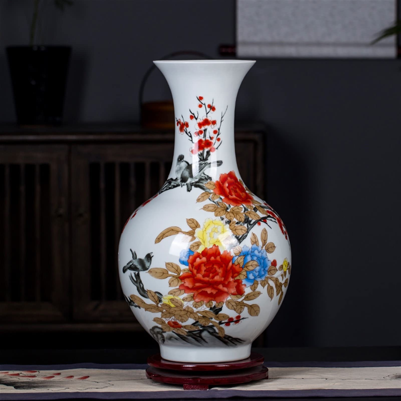Amazon.co.jp: 花瓶 セラミック花瓶の新しい中国の手描きの磁器の花瓶