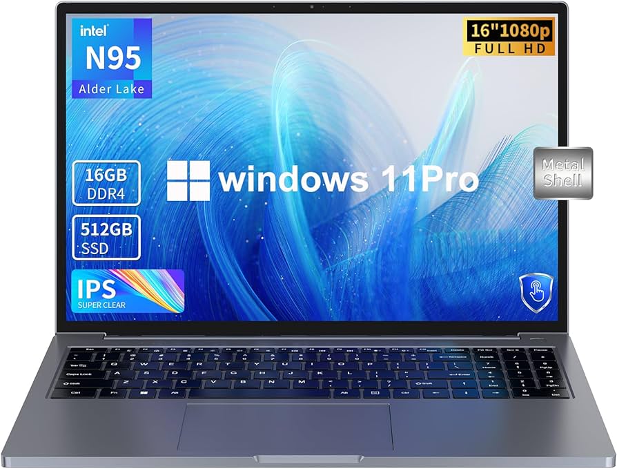 Amazon.com: 16 inch Laptop, 16GB DDR4 512GB SSD, Intel Quad-Core