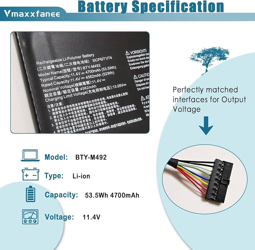 Amazon.com: Vmaxxfanee BTY-M492 Laptop Battery Compatible with MSI