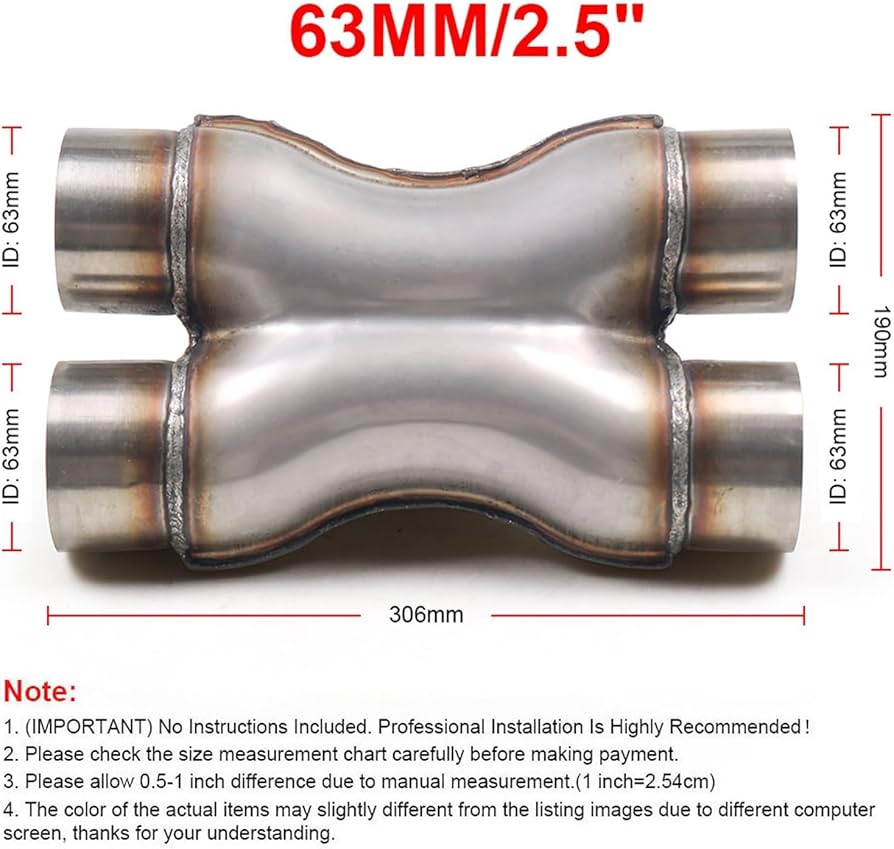 Amazon.co.jp: テールパイプマフラー ステンレス鋼車 X-PIPE 2.25