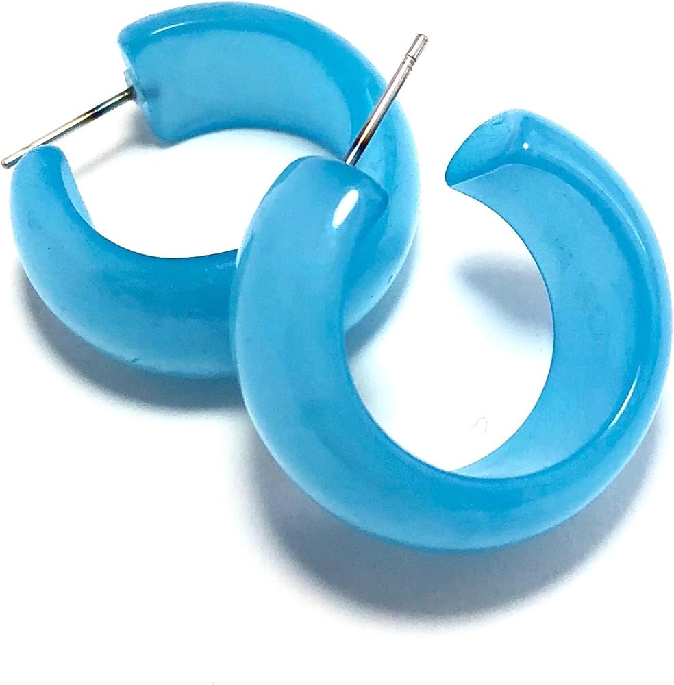 Amazon | アクアブルー ムーンロー フープピアス | ヴィンテージルー