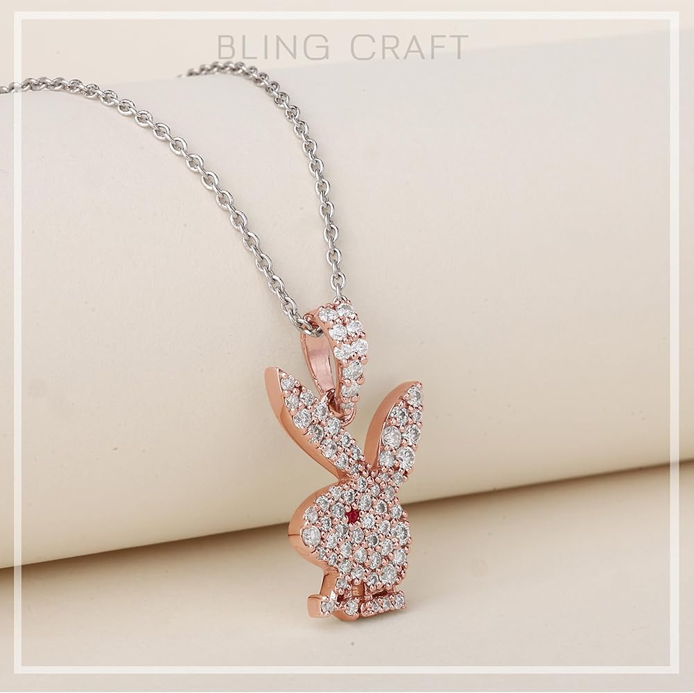 Amazon.com: Bling Craft Hip Hop Bunny Pendant 0.46 Ct Round