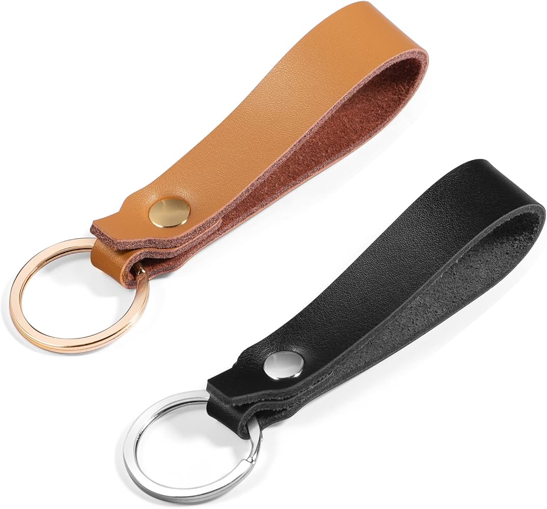 Zafolia Genuine Leather Keychain for Car Home Key Ring Strap