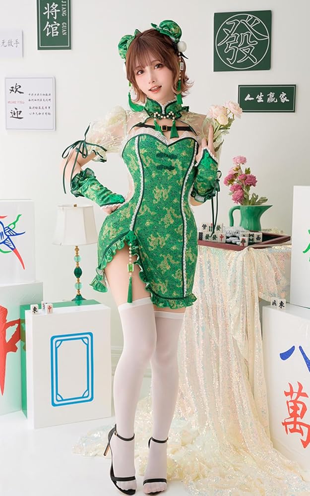Amazon.co.jp: [Malymoon] コスプレ チャイナ チャイナドレス 麻雀