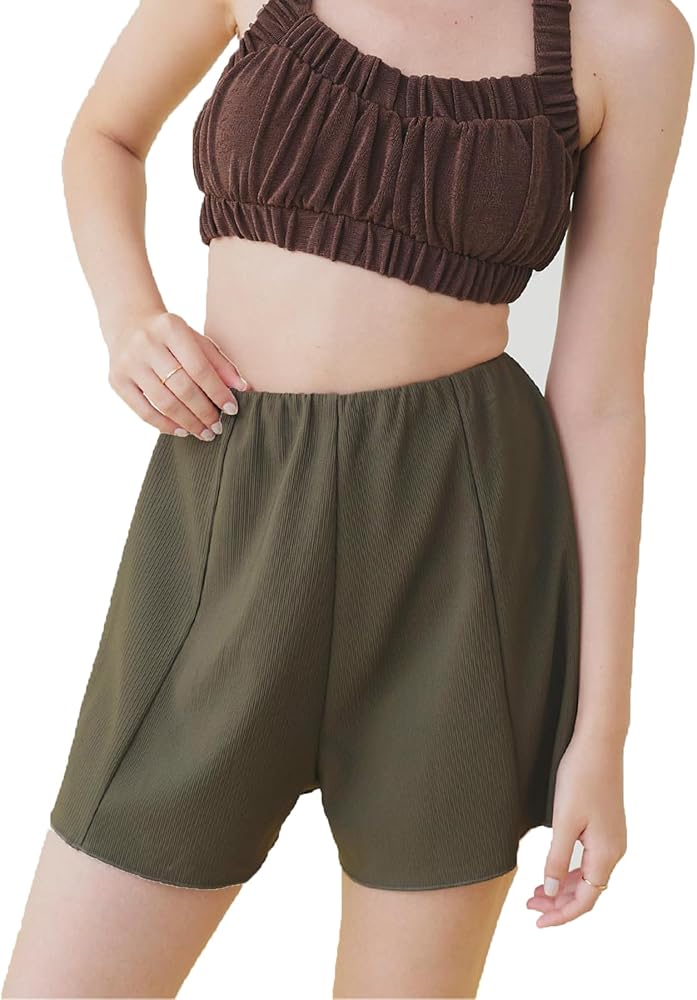 Amazon | [シードレス] ハイウエスト シンプル ショートパンツ/水着