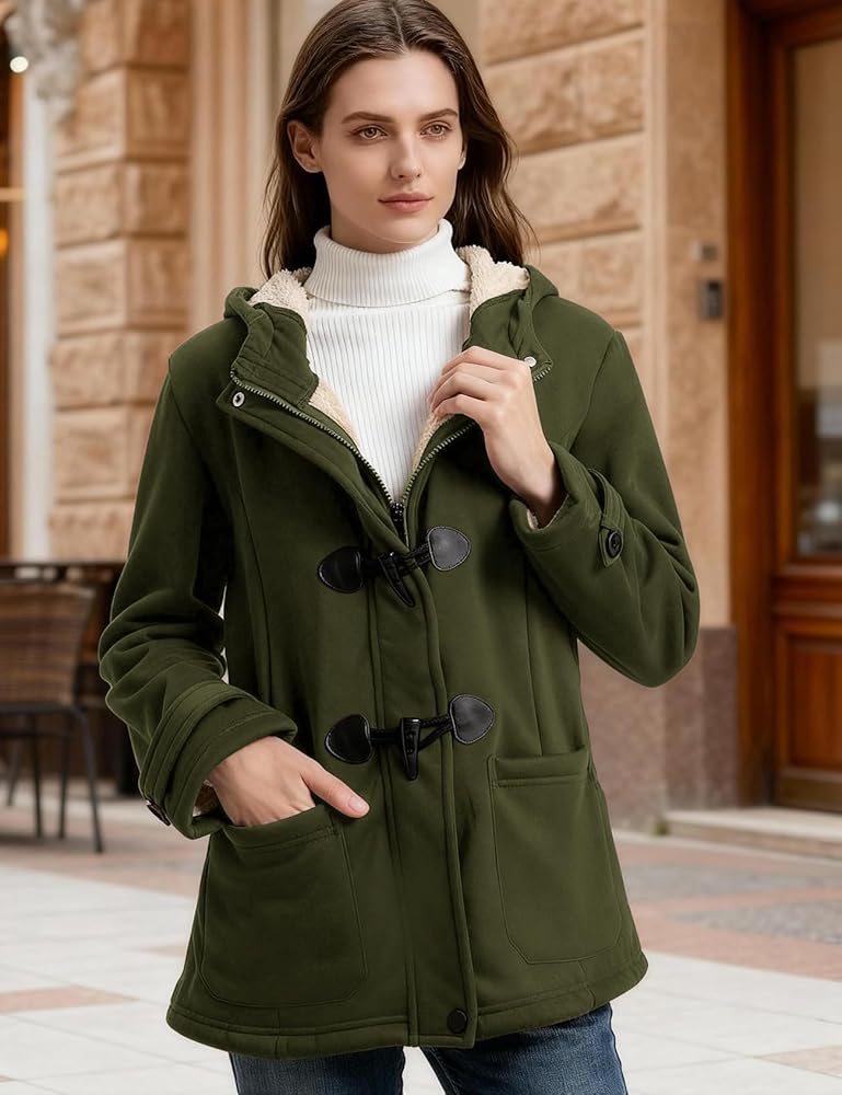 Flygo Sherpa Lined Winter Jackets for Women Fleece Hoodie Jacket