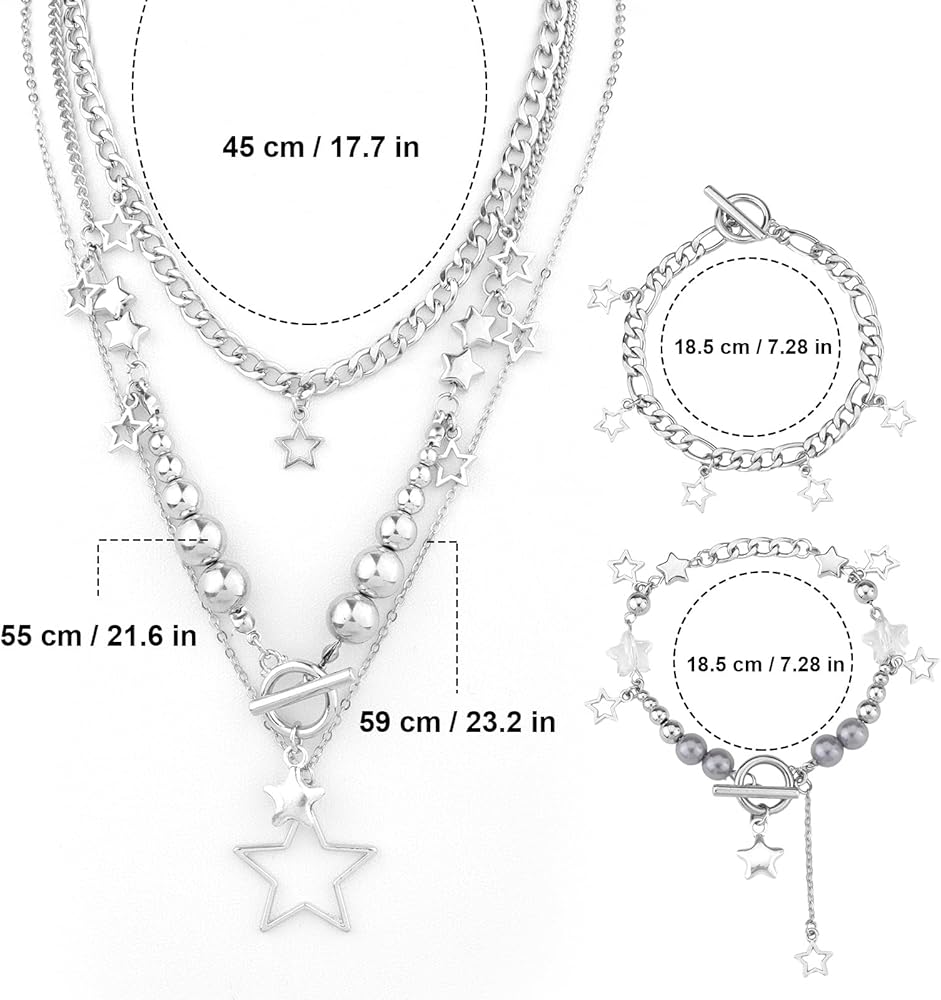 Amazon.co.jp: Mikovivi Y2k スターネックレス ブレスレット2個付き