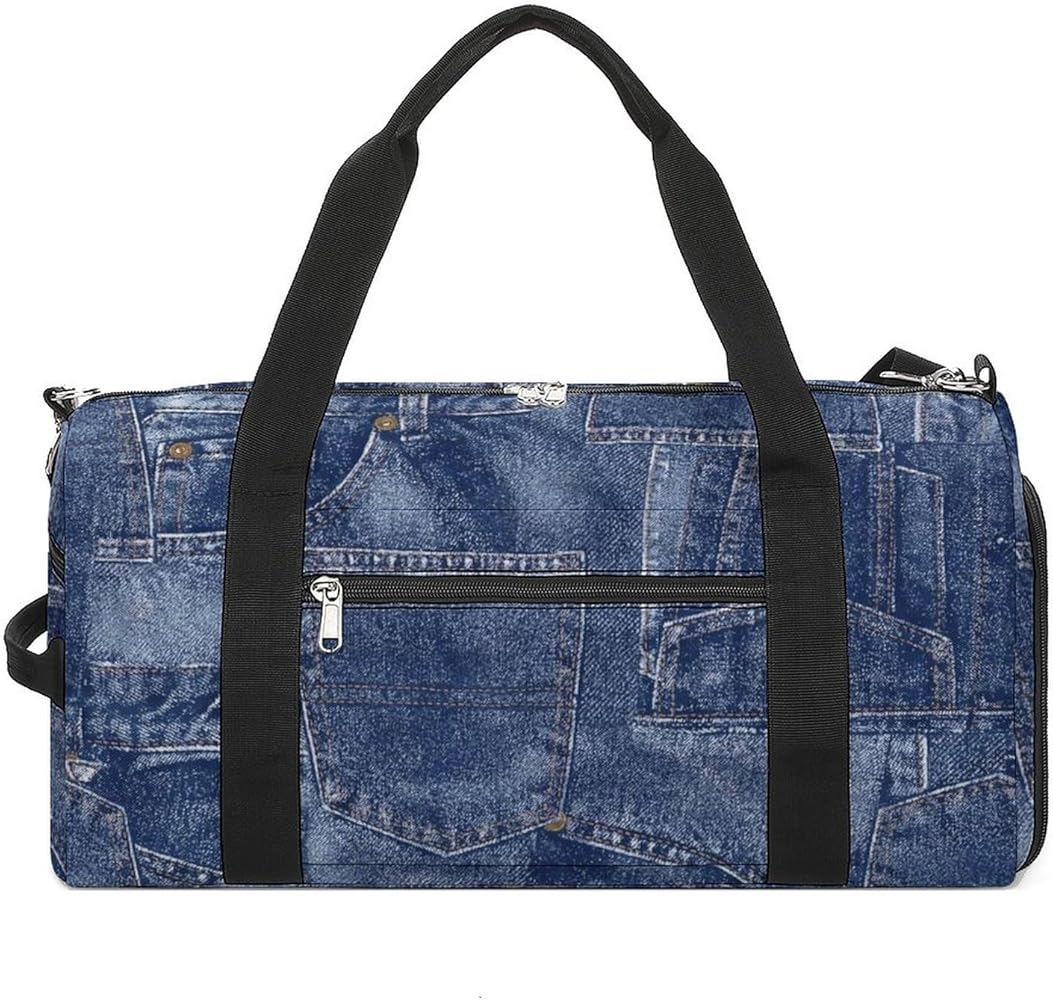 Amazon | スポーツバッグ デニム メンズ ダッフルバッグ ジムバッグ