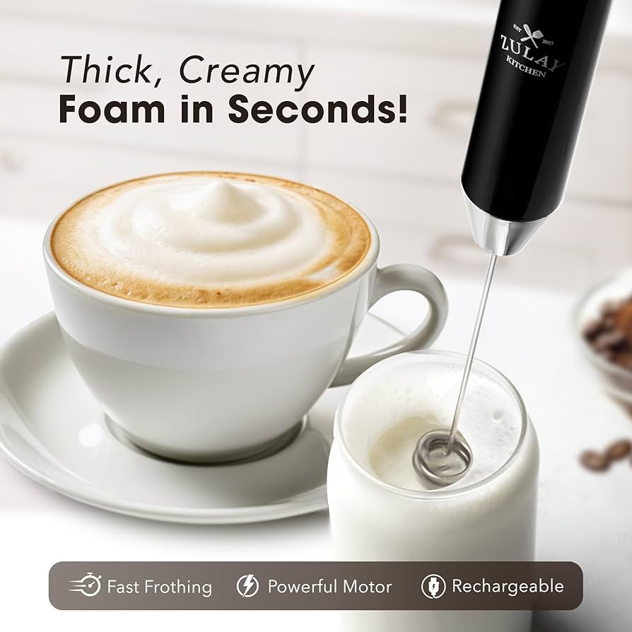 Amazon.com: Zulay Kitchen Rechargeable Milk Frother Handheld - Lux