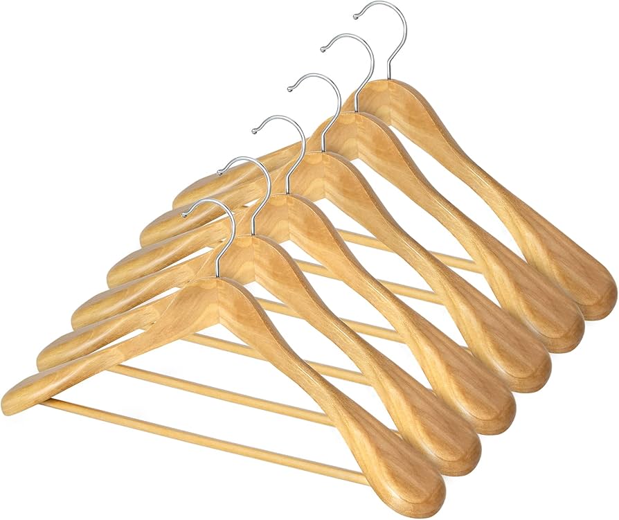 Amazon.co.jp: StorageWorks スーツハンガー 6本組セット 天然木製