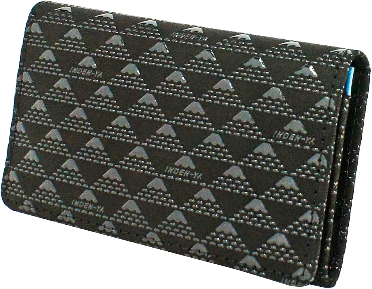 Amazon | [印傳屋] 印伝 名刺入れ 大容量 鹿革 たかね 富士山柄 黒地