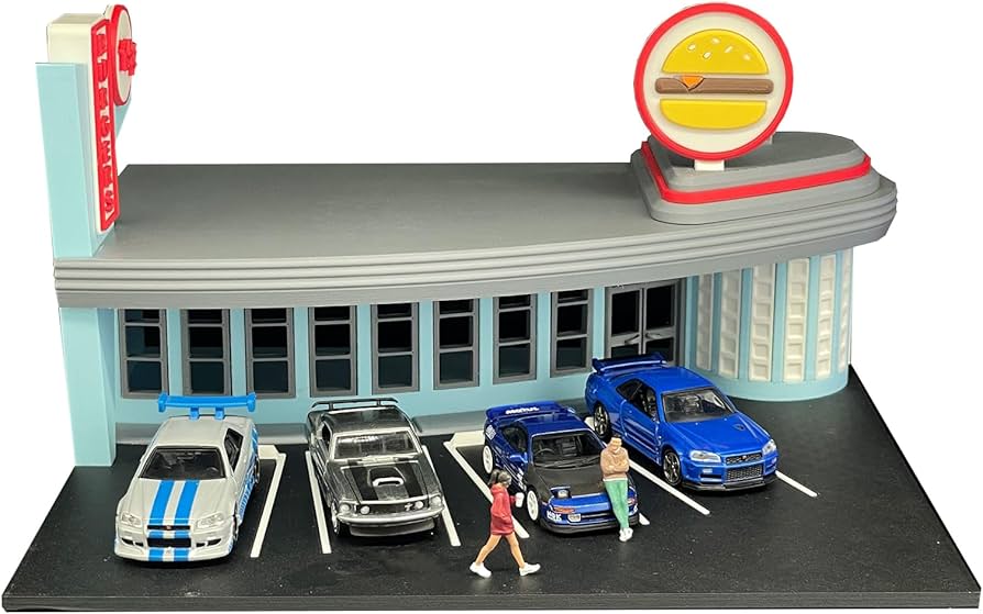 Amazon | 1/64 スケールフィギュア バーガーショップ駐車場ジオラマ