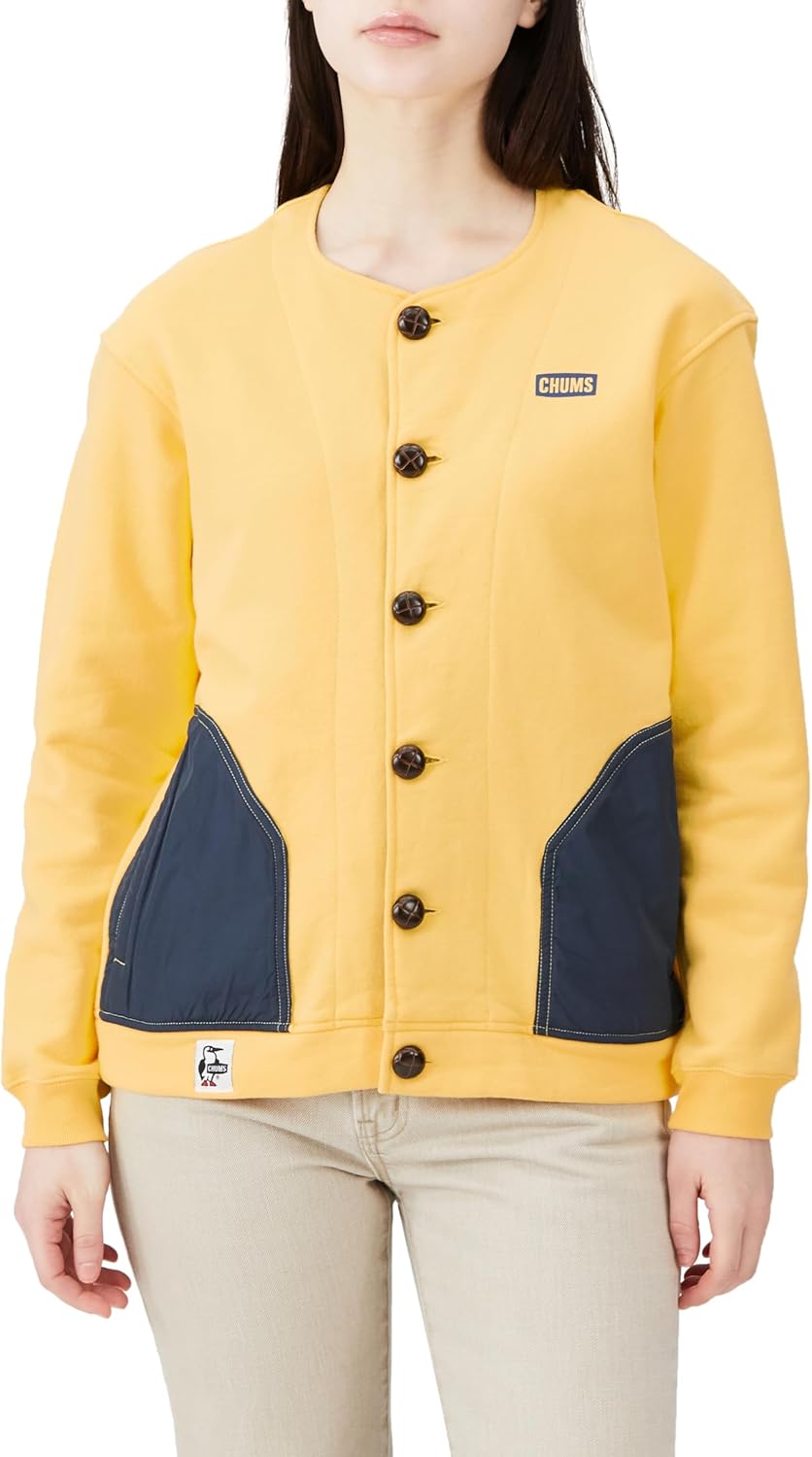 Amazon | チャムスロゴ ナイロン コンビ カーディガン | カーディガン