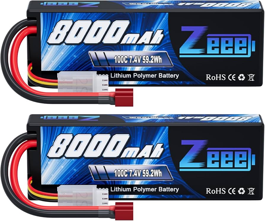 Amazon.com: Zeee 2S Lipo Battery 8000mAh 7.4V 100C Hard Case with