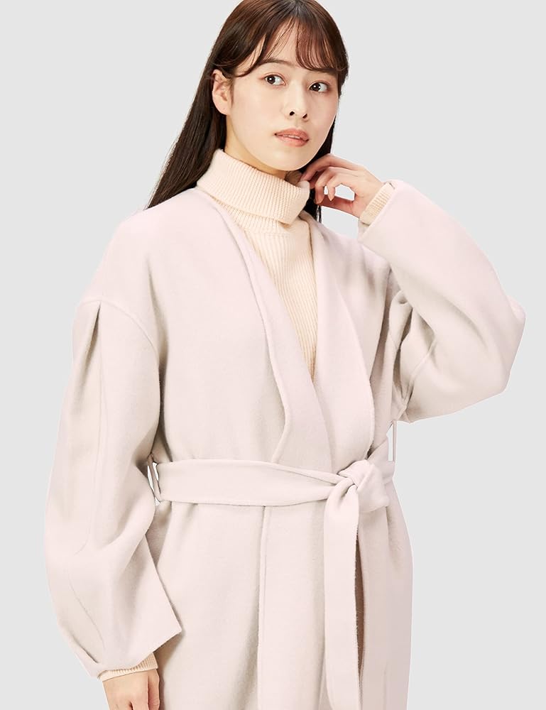 Amazon.co.jp: [ミラオーウェン] 袖ボリューム接結ノーカラーコート