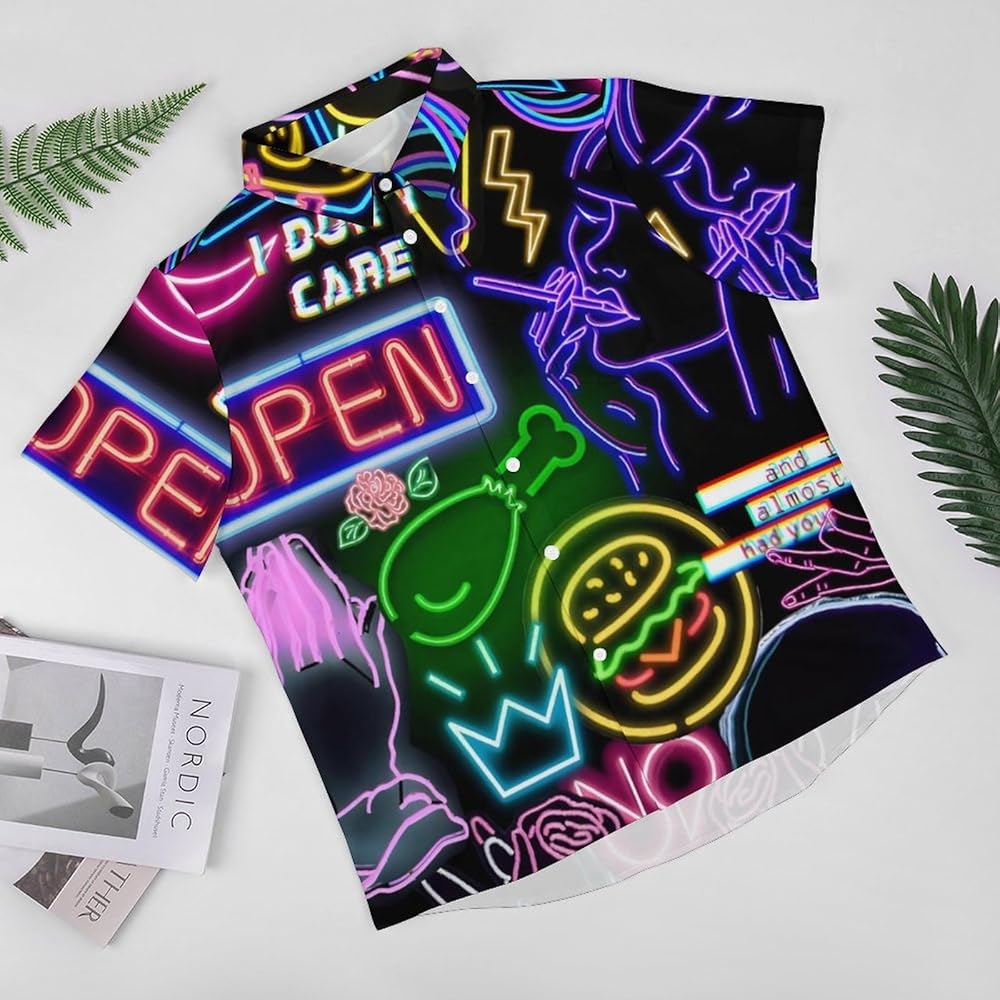Amazon.com: Snbidmk Neon Party Shirt for Men Casual Button Down