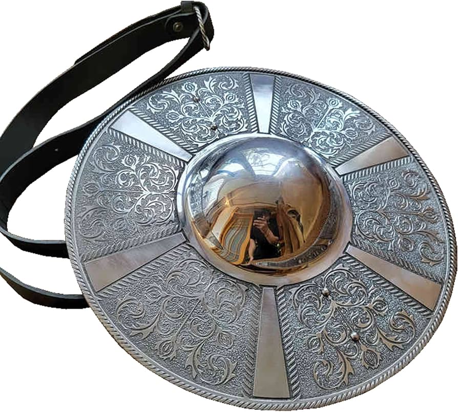 Amazon.co.jp: 中央ヨーロッパ世紀の14インチの丸い盾、ステンレス鋼の