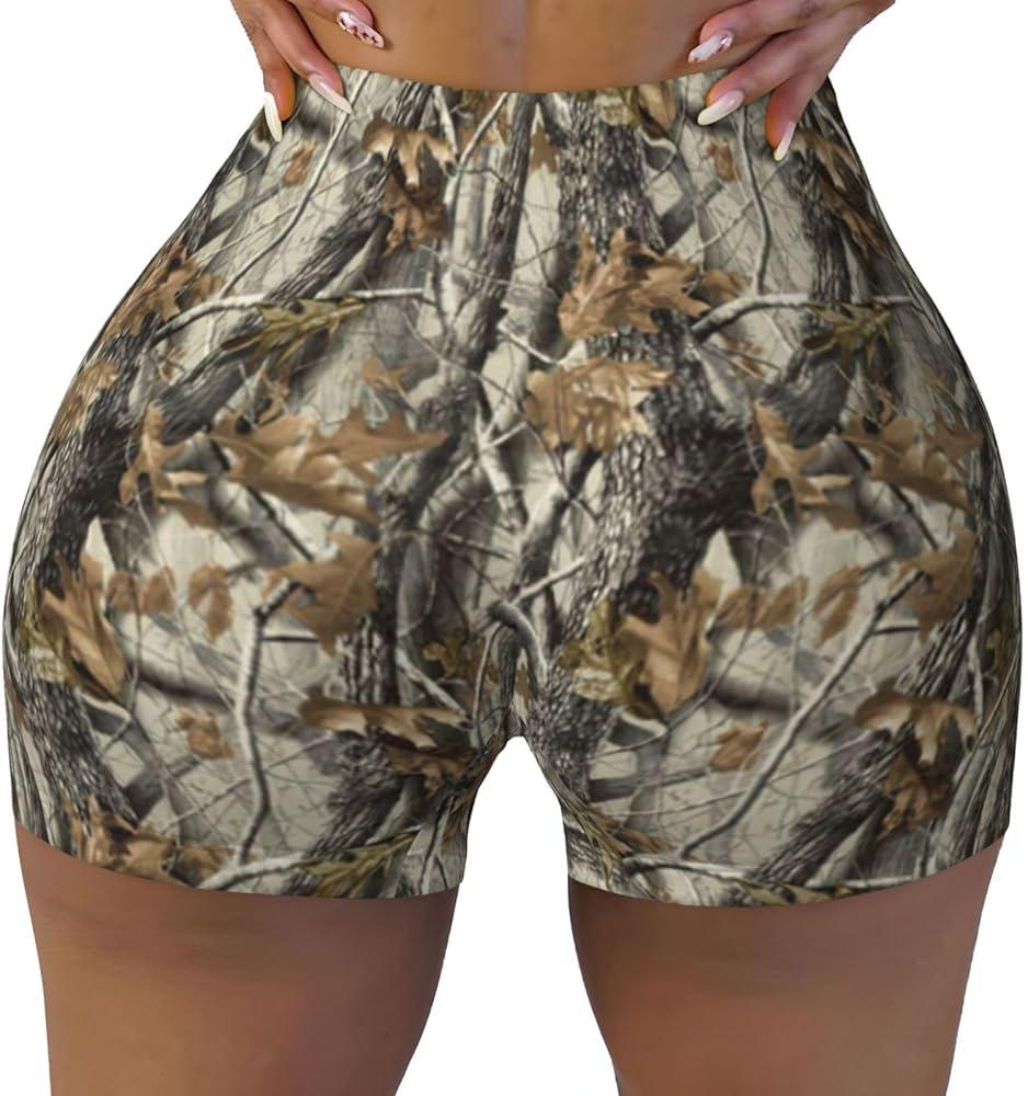 Amazon.com: Women's Athletic Stretch Shorts Mossy-Tree-Camo-Leaf