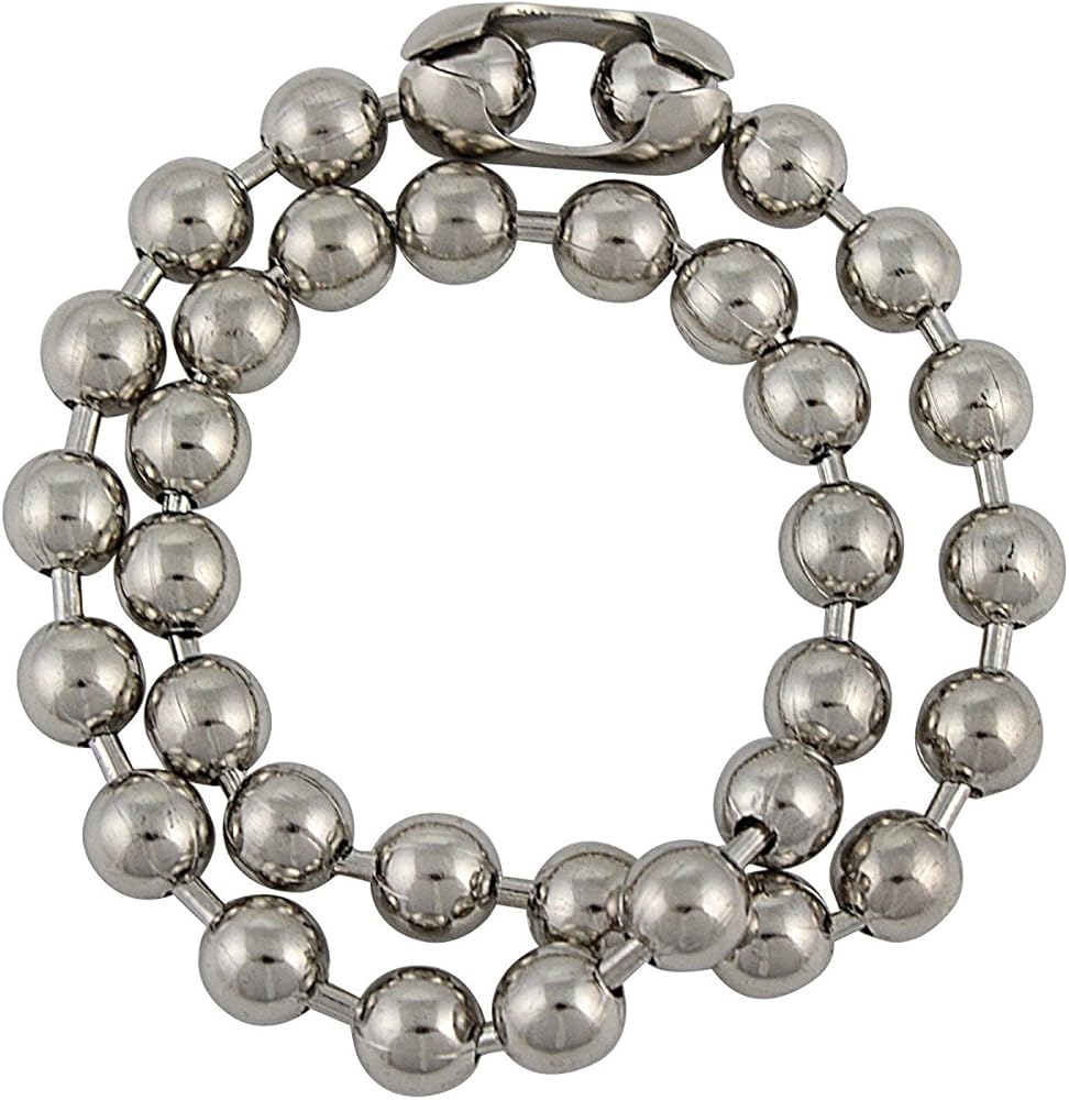 9.5mm Extra Large Silver Steel Ball Chain Mens Necklace with Extra
