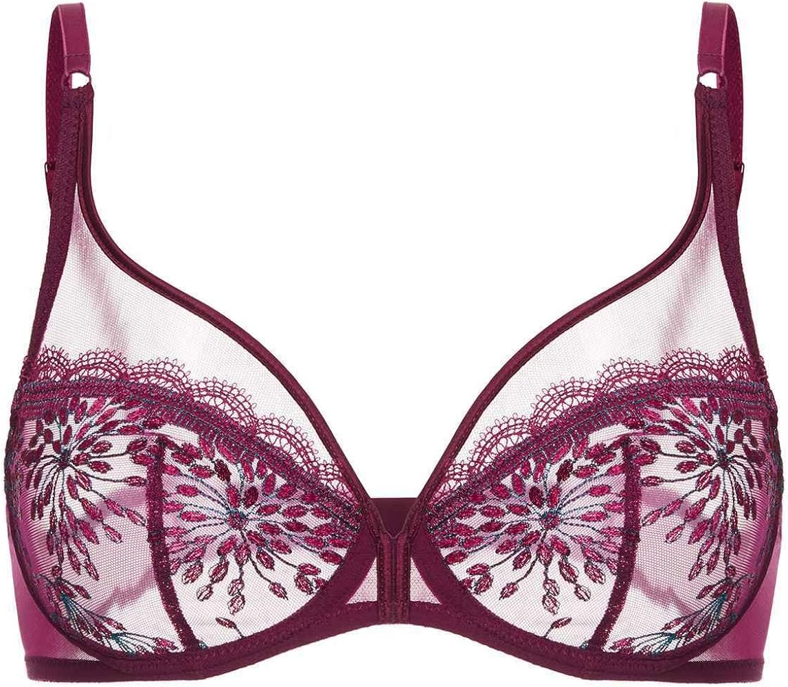 Simone Perele Women's SINGULIERE Sheer Plunge, Syrah, 30F at