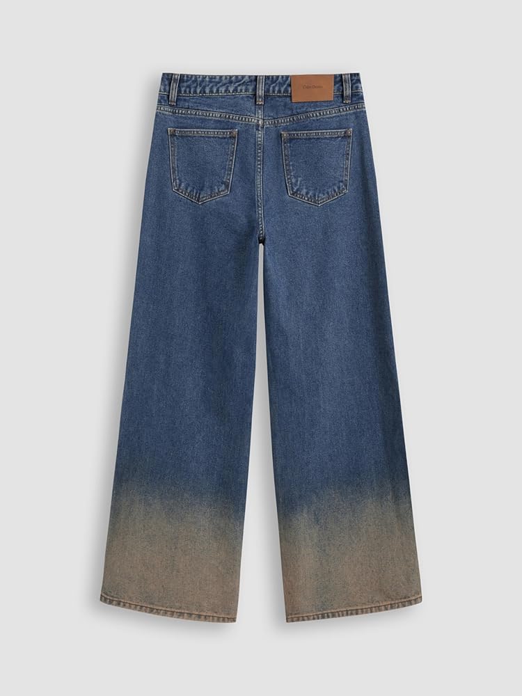 TSY RIPPED WIDE STRAIGHT DENIM [INDIGO]