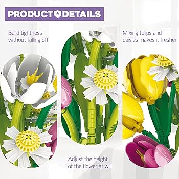 Amazon.com: PUNIMA Tulips Building Blocks Set, Flowers Bouquet