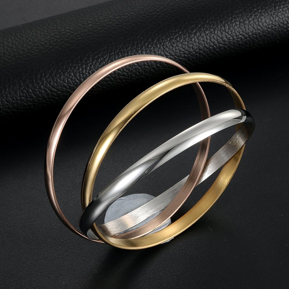 Amazon.com: OIDEA Interlocking Bangle Bracelets for Women: Tri