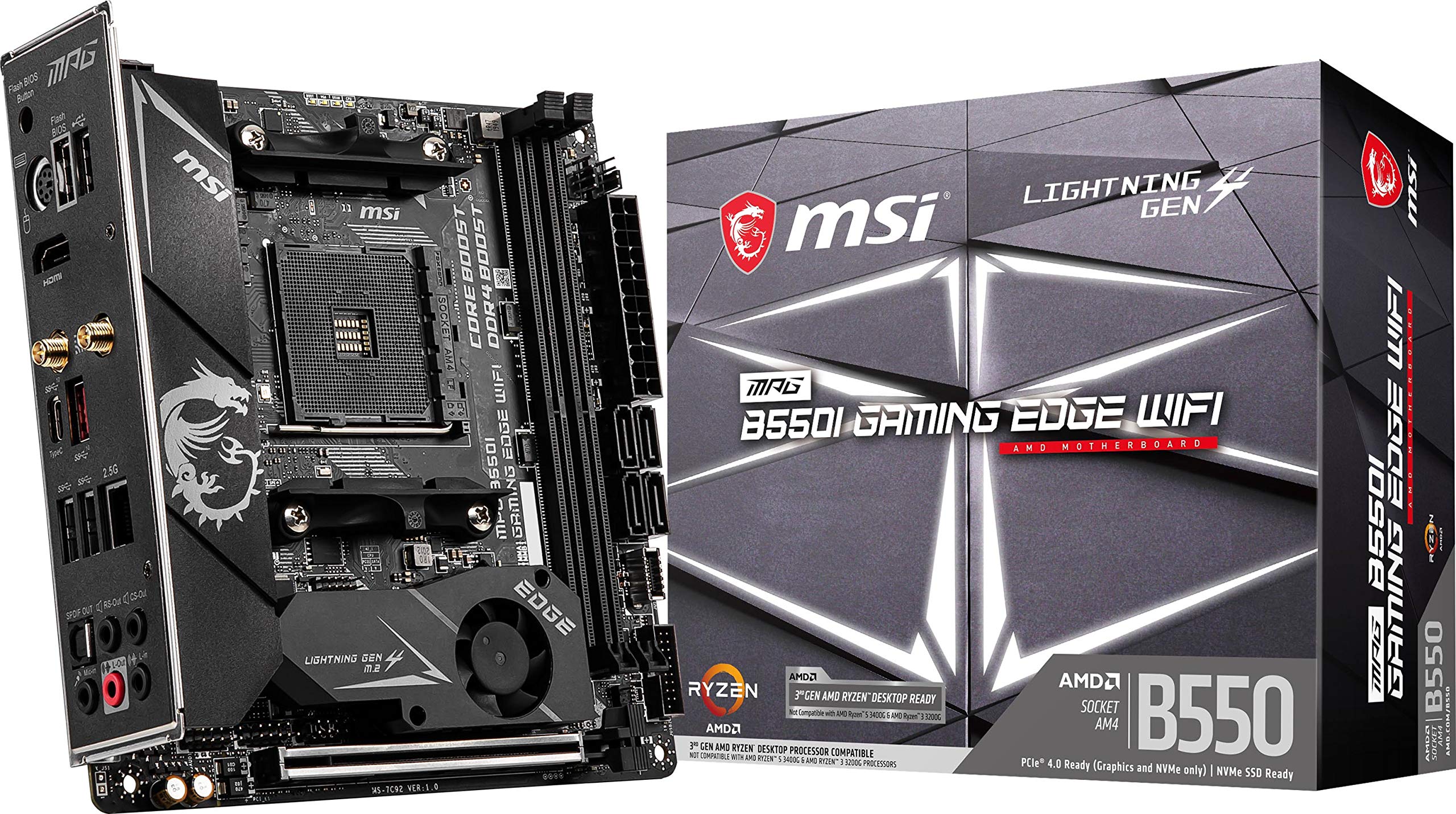 MSI MPG B550I Gaming Edge WiFi Placa-mãe para jogos (AMD AM4, DDR4