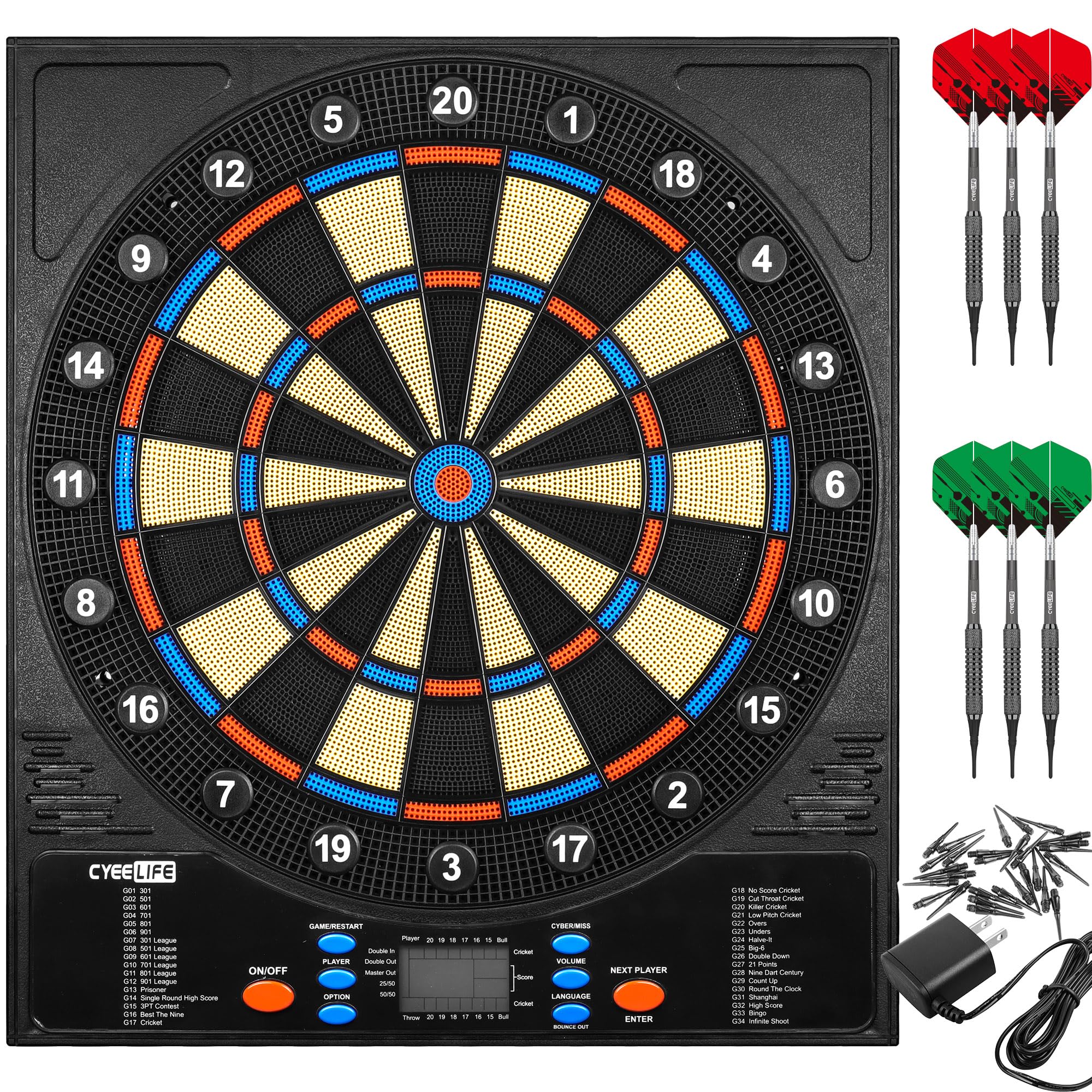 Amazon.co.jp: CyeeLife 電子ダーツボード ソフトダーツ付き