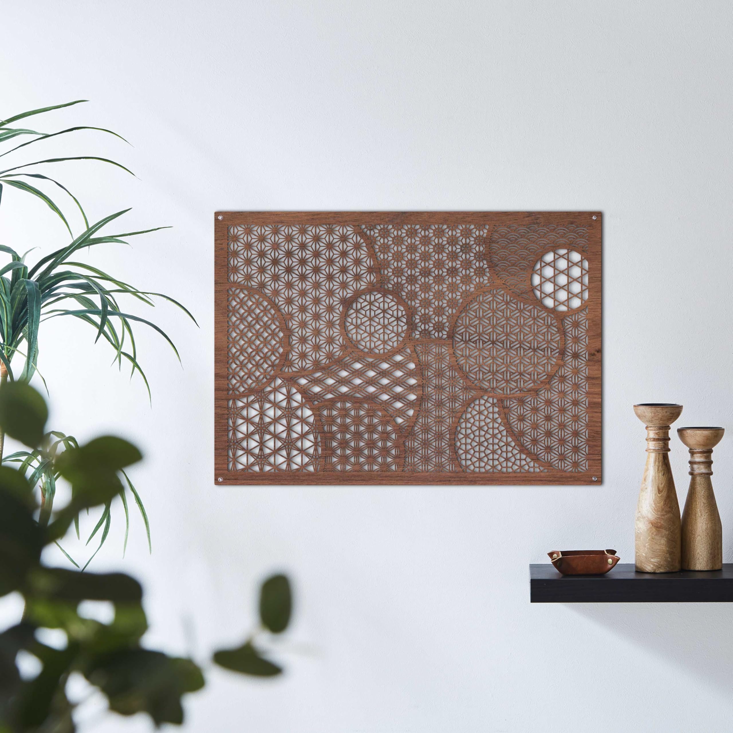 Amazon.co.jp: パッチワークサークル組子A2サイズ【 組子細工 和モダン