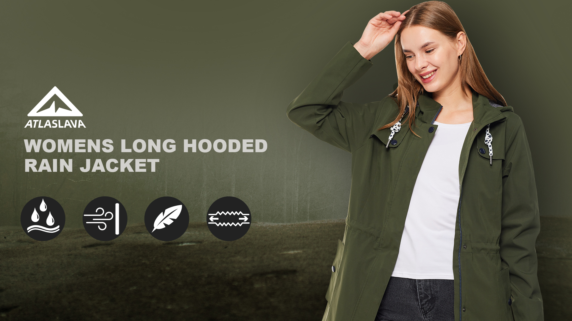 Amazon.com: ATLASLAVA Rain Jacket Women Waterproof Long