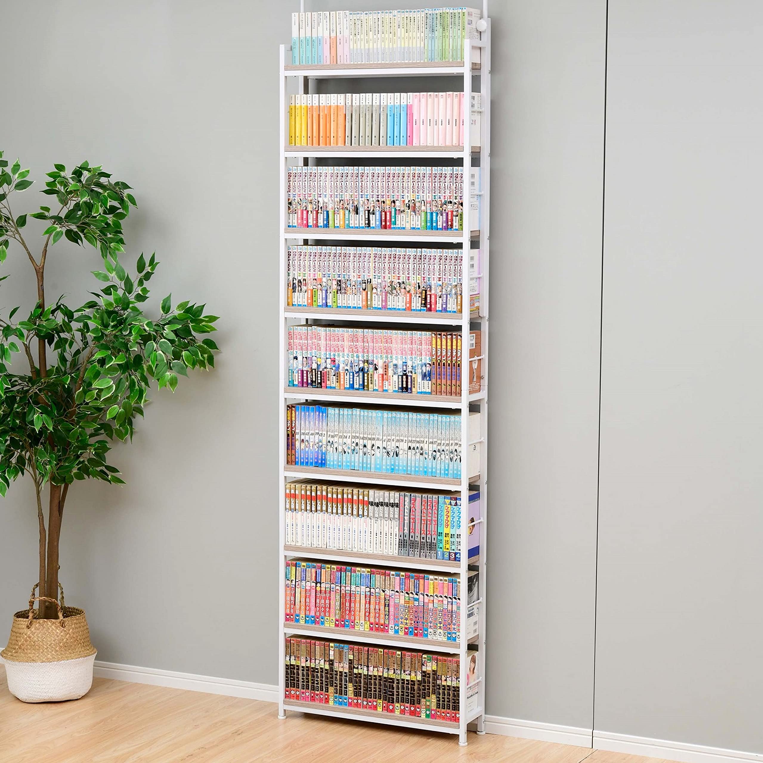 本棚(張りメッキ) 大容量 スリム RTRS-10015(OAK/SBK) 商品情報_大容量