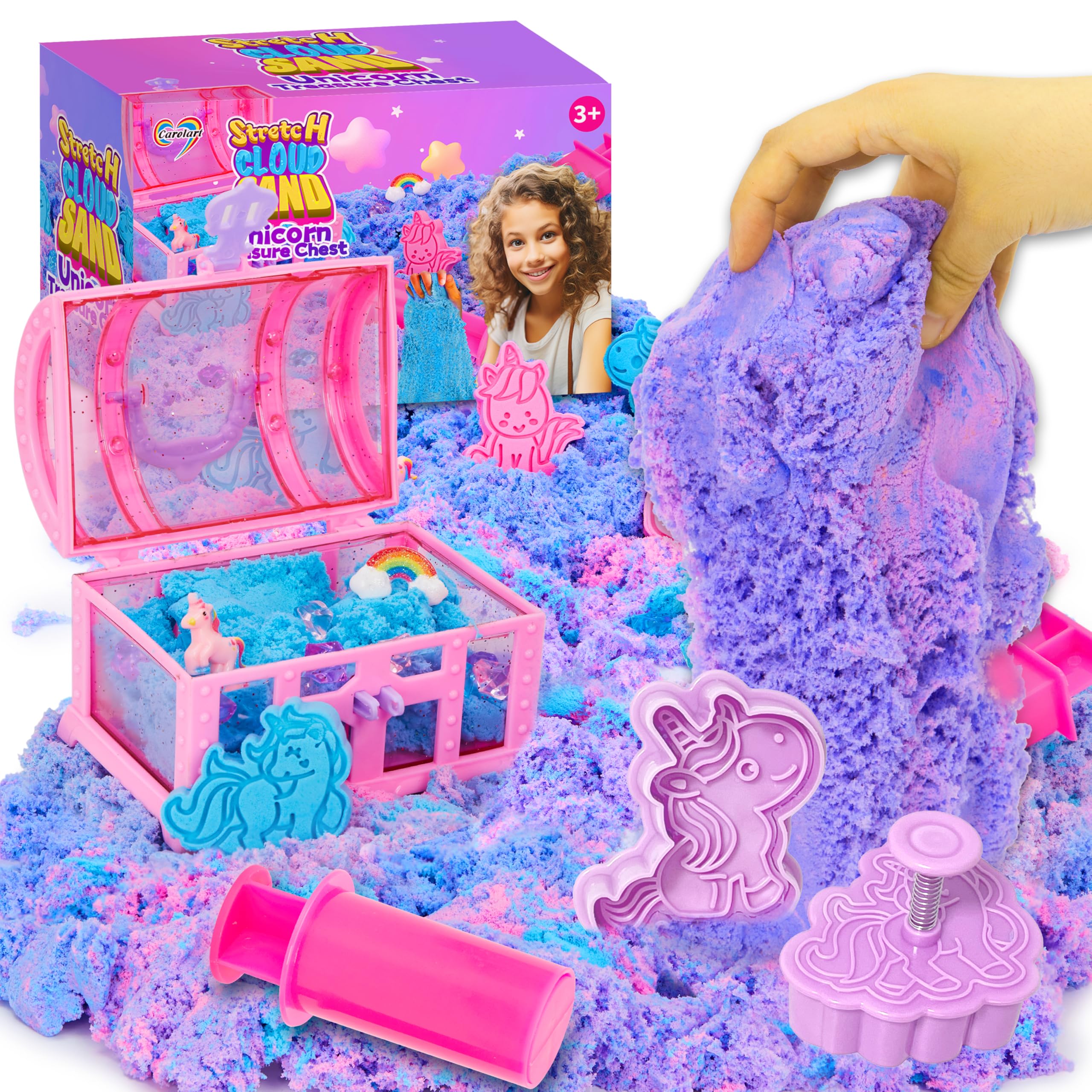 Amazon.com: Carolart Unicorn Stretchy Cloud Sand,Blue & Pink Play