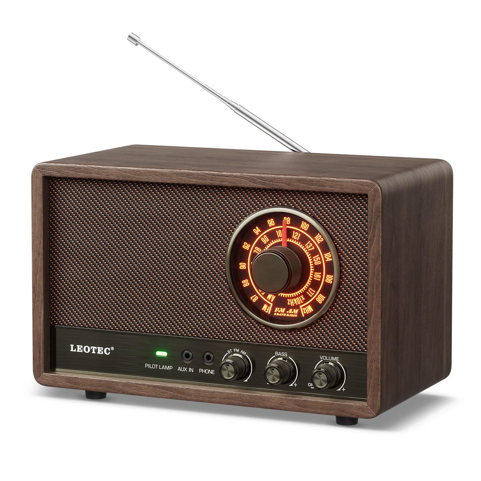 Amazon.com: LEOTEC AM FM Radio,Retro Wood Table Radio,Portable