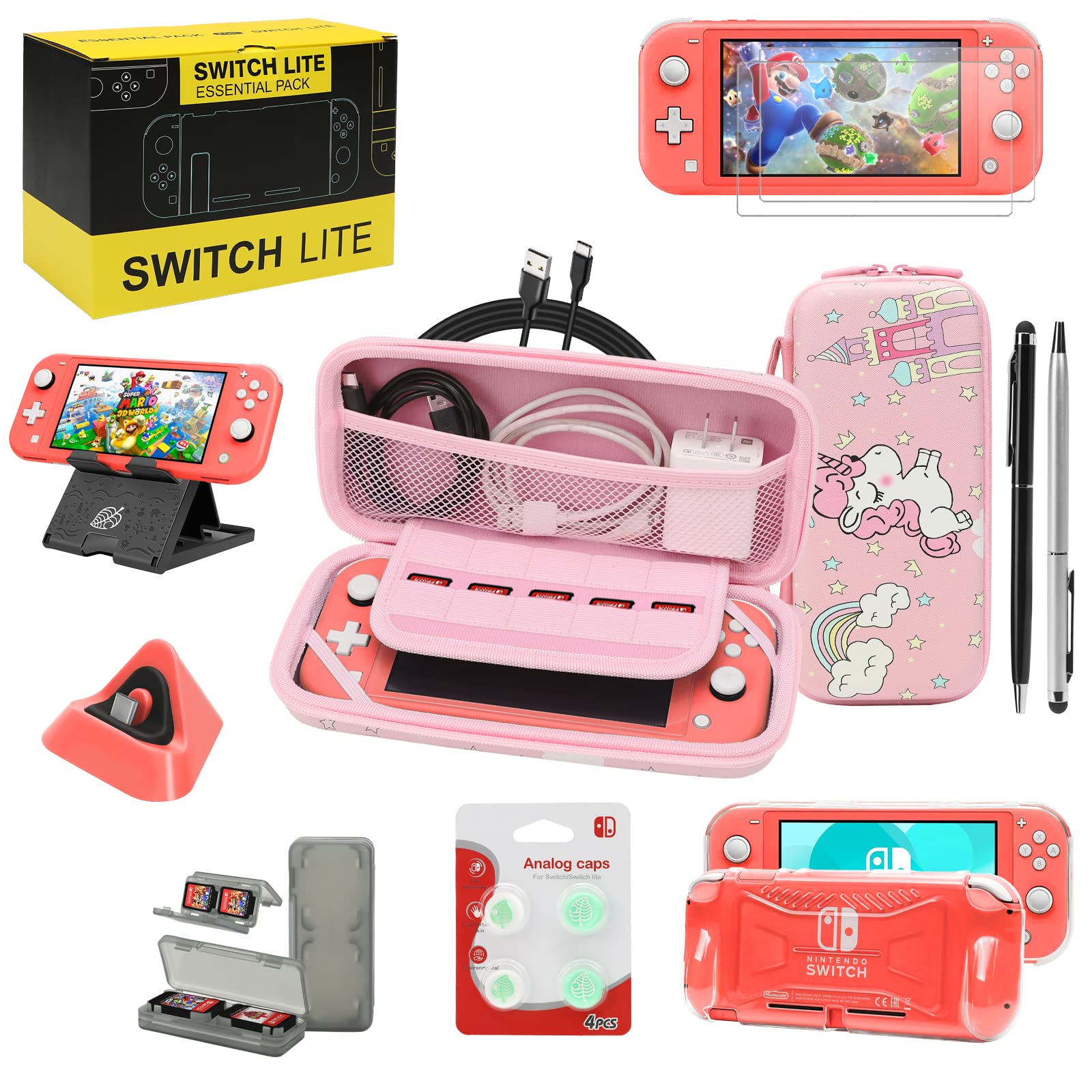 NintendoSwichlite ピンク ソフト ケース 充電器 セット