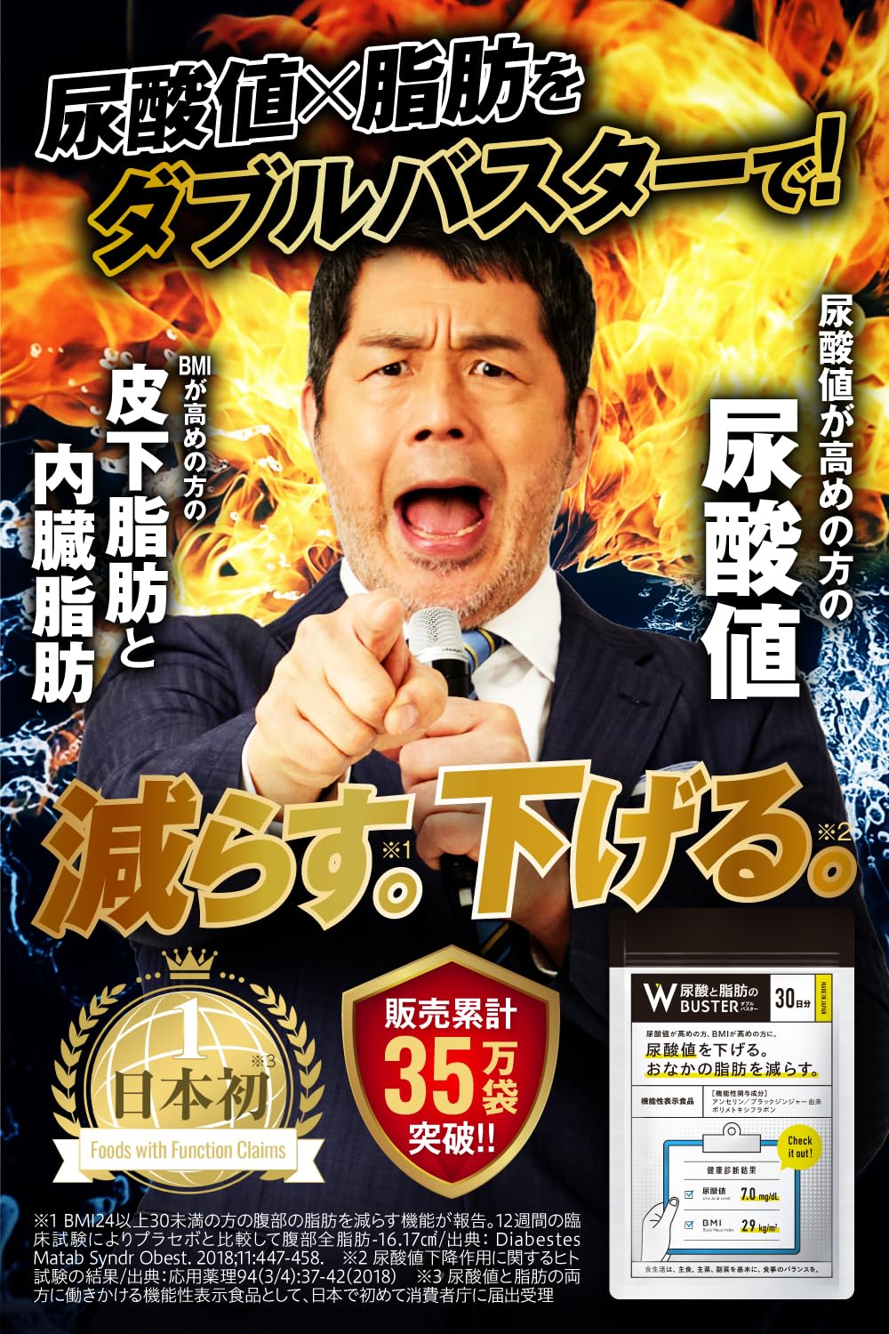 Amazon | 【髙田延彦愛用×医師監修】尿酸と脂肪のダブルバスター（約30