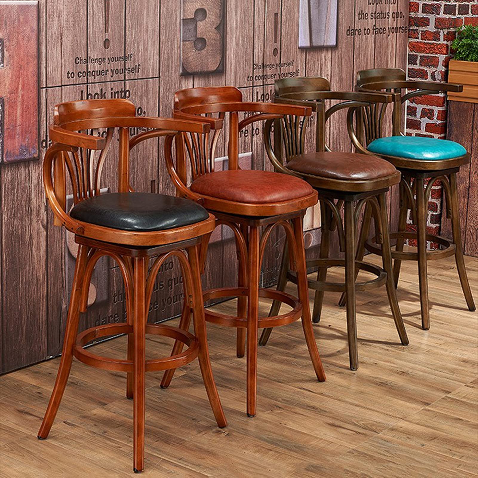 イタリア製 座面回転 バースツール ツイストレッグ アンティーク調