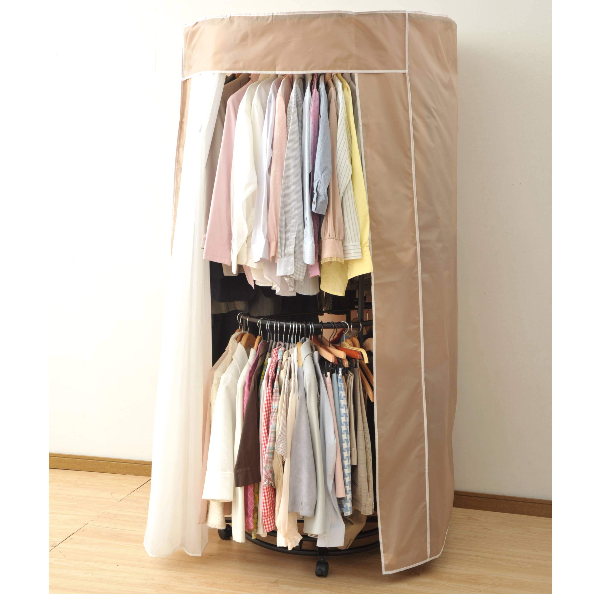 Amazon｜[山善] ハンガーラック 回転 2段 幅102×奥行102×高さ206cm