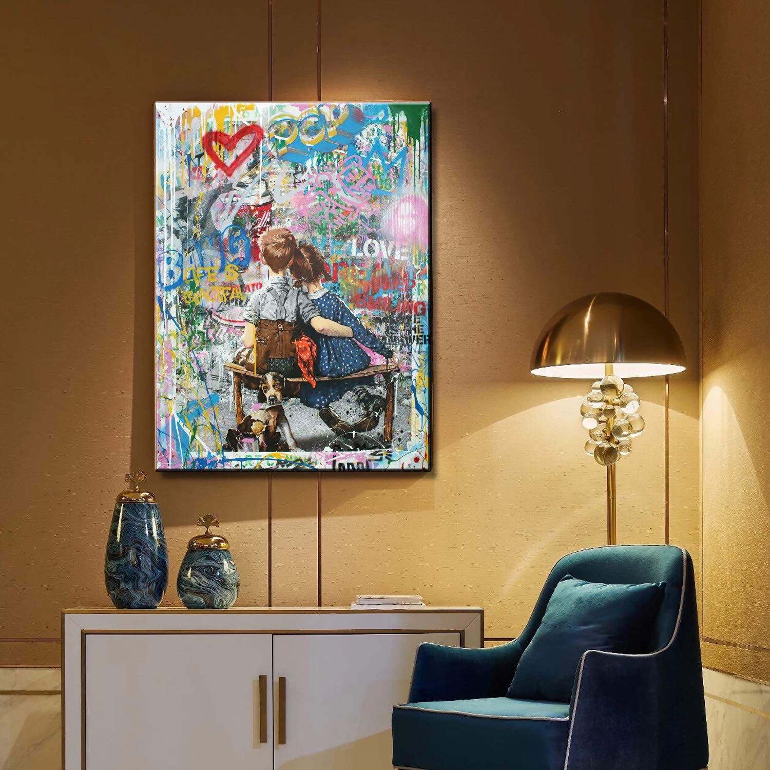 Amazon.co.jp: バンクシー アートパネル 女の子 赤い風船ス トリート