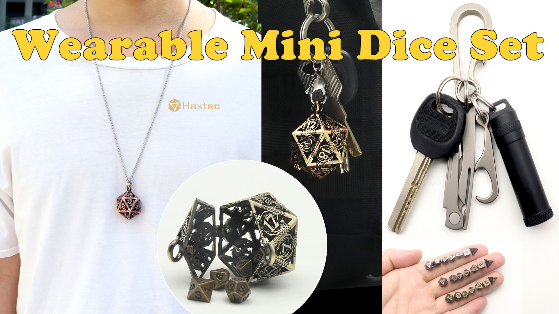 Haxtec Mini Dice Set Tiny Metal DND Dice Set with Dice Case