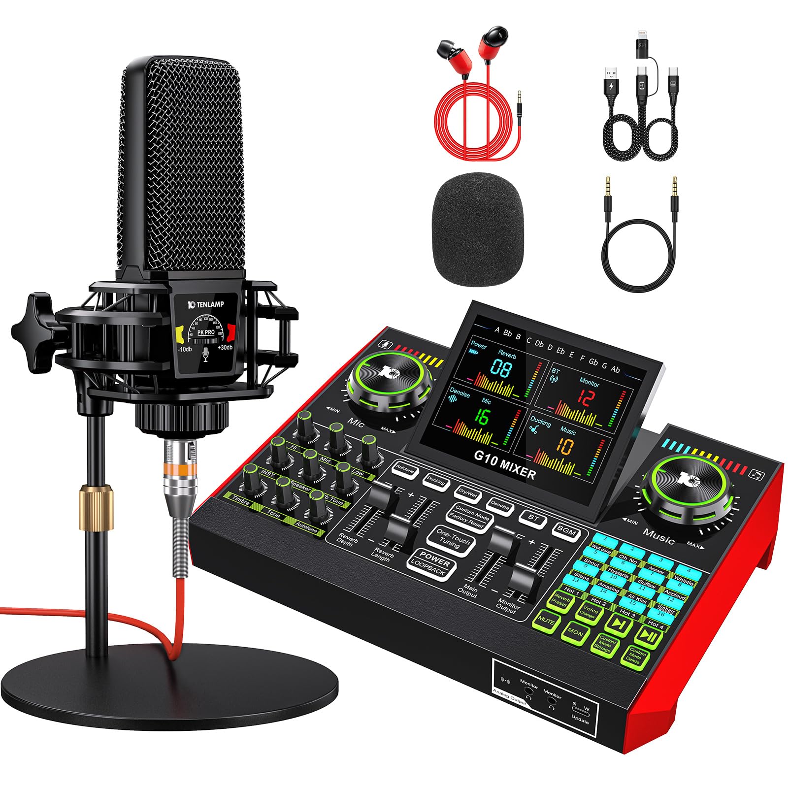 Amazon.com: Live Sound Card Audio Mixer, Podcast Equipment Bundle