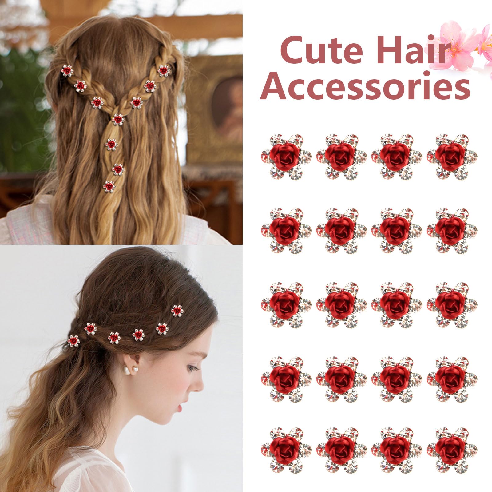 Amazon.com : YISSION Red Rhinestone Hair Pins - 20Pcs Mini Rose
